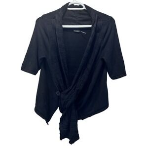 Stella Carakasi‎ Cardigan Tie Front Drape Knit Black Women's Small Elegant